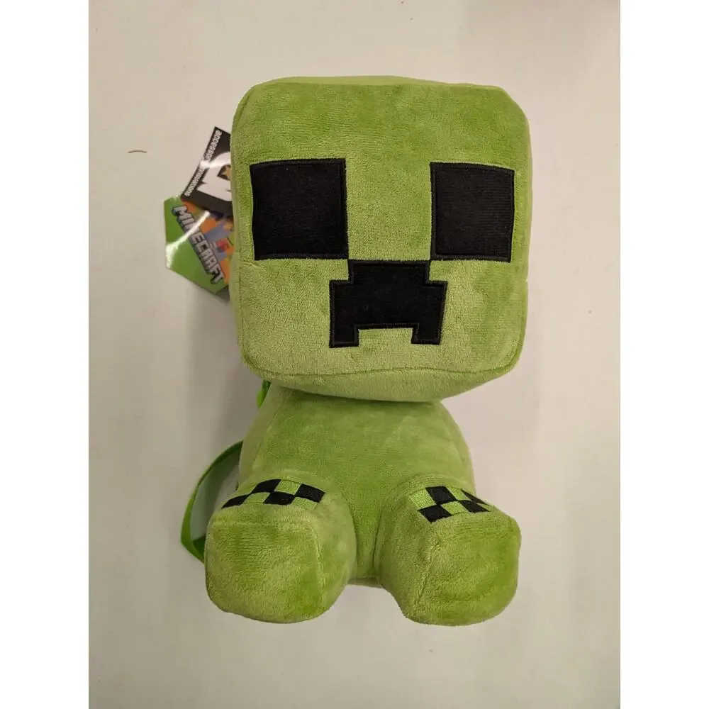 Minecraft Creeper Plush Backpack Kids Green Mini Bag Soft Toy Backpack